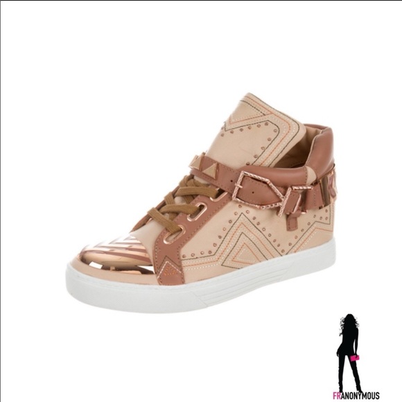 Ivy Kirzhner Shoes - Ivy Kirzhner Beige Leather High Top Sneakers